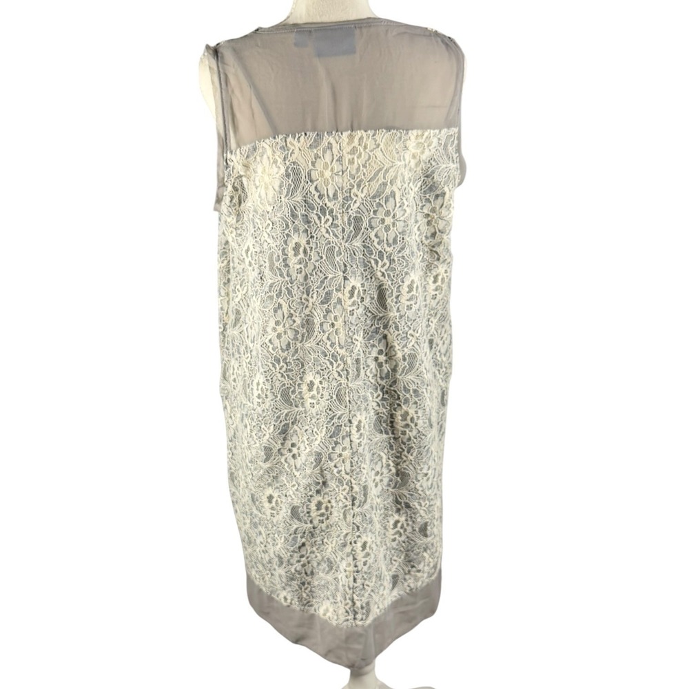 Simply Vera Vera Wang Lace Shift Dress Womens L Grey Floral Sleeveless Pockets - Picture 5 of 9